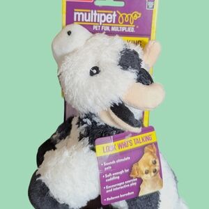 Look Who's Talking Multipet Dog Toy Moooo Black Cow Barn Farm Country  Squeeze